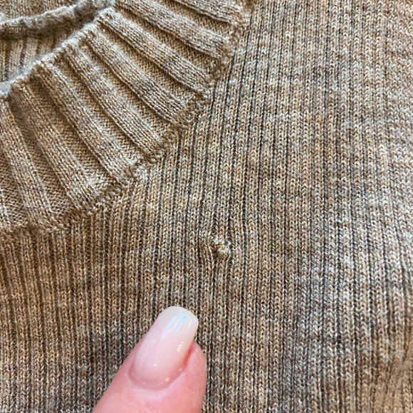 Hudson Women's wool Tan Crewneck Cutout Shoulder Stretchy Sweater new, as is L - Picture 16 of 16
